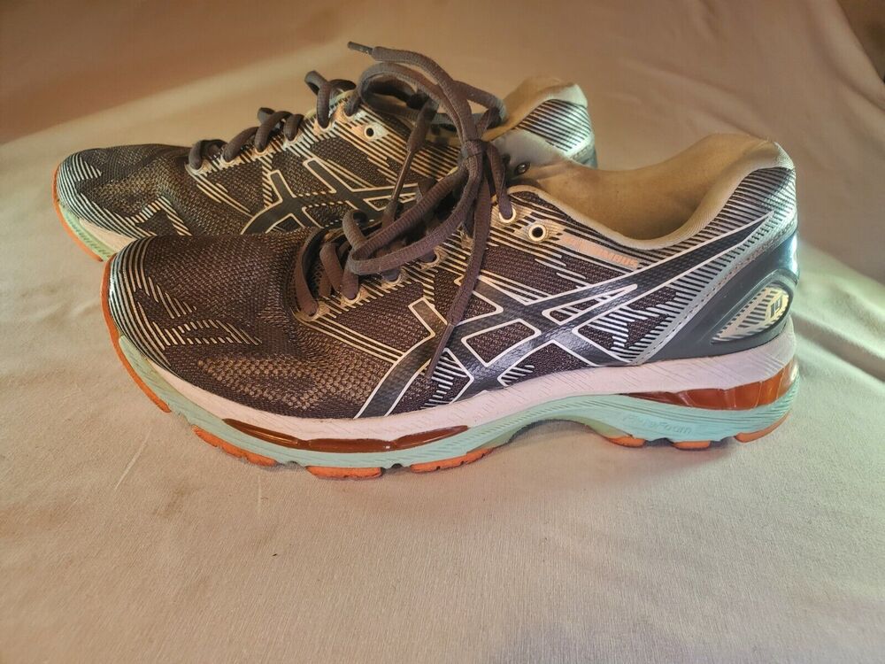 Womens ASICS GEL NIMBUS 19 Running Shoes SIZE 8 M Grey / Aqua Coral $179 MSRP